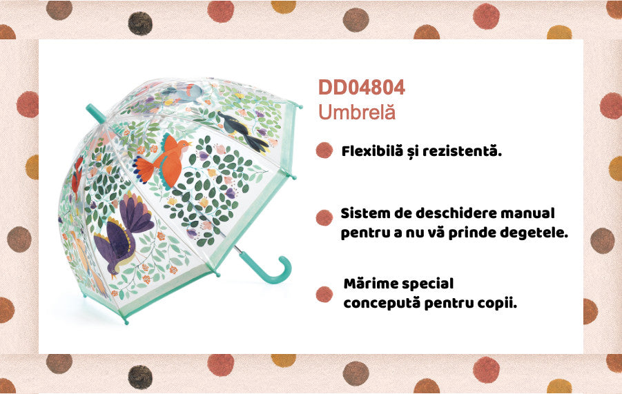 Umbrela pentru copii Flori si pasari, Djeco [ps:1d418306-8102-4075-ae69-19641da731af]