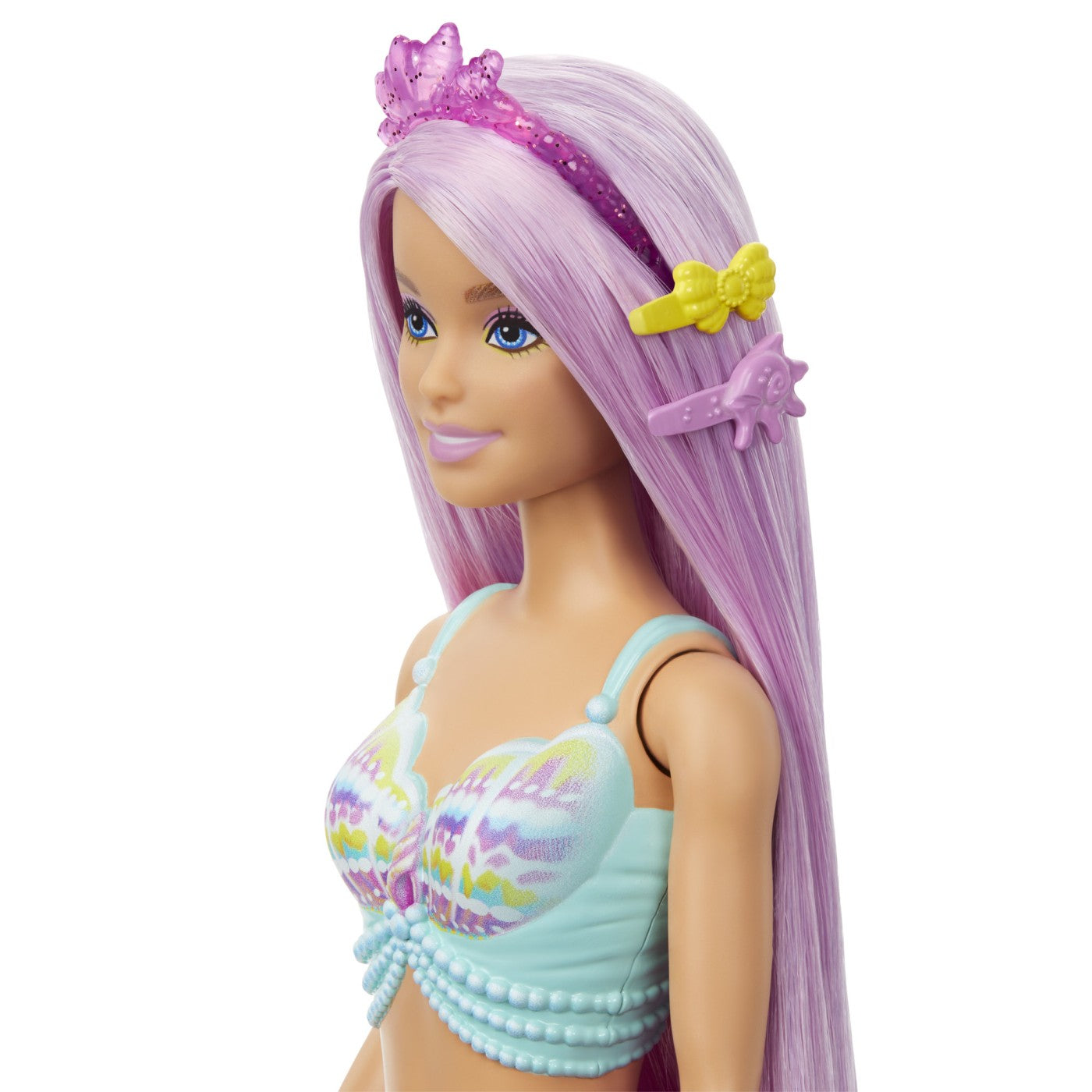 BARBIE PAPUSA SIRENA CU PAR MOV SI COADA ROZ Mattel - Imagine 3
