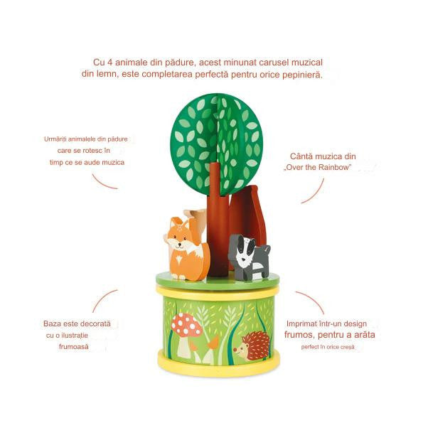Carusel muzical cu animale de padure, Orange Tree Toys - Imagine 4 [ps:4b93279a-32fe-4630-ae6a-09564d910332]