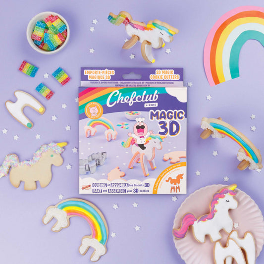 Set de forme de biscuiti Unicorn si Curcubeu 3D, Chefclub kids [ps:9620c5d2-dcf3-4c94-a136-5ba98cbccf87]