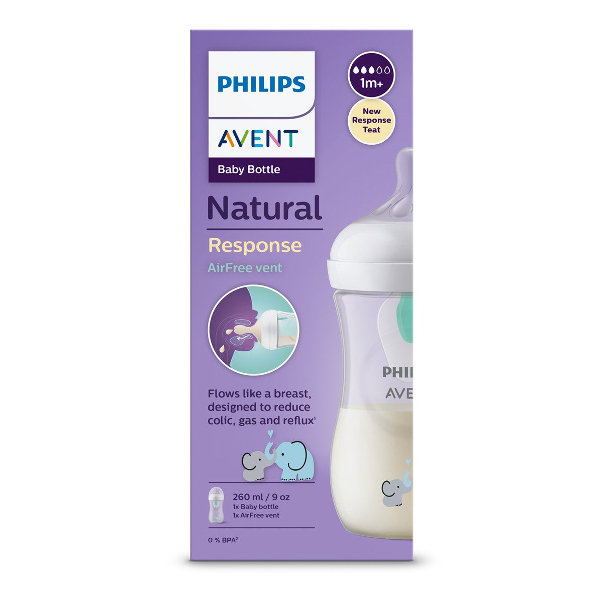 PHILIPS SCY673/81 Avent, biberon, natural response, decor elefant, 1 luna+, 260 ml - 3 [ps:a49a81a1-eab8-4c7a-8a42-db326d565b59]