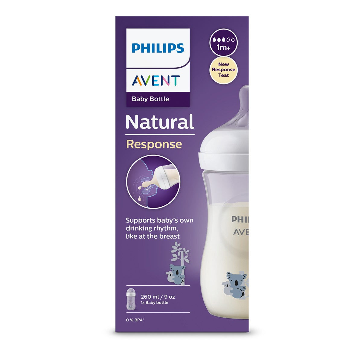 PHILIPS SCY903/67 Avent, biberon, natural response, decor urs koala, 1 luna+, 260 ml - 3 [ps:62691a09-4570-408c-ab63-ad1af2381d66]