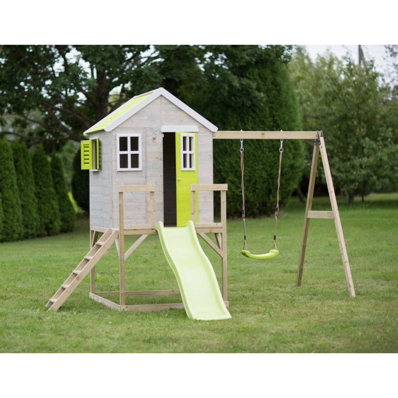 Casuta de gradina Lime Lodge cu platforma, tobogan si leagan (M24L) [ps:355e2d14-2f52-444c-9895-9cbb63f50d15]
