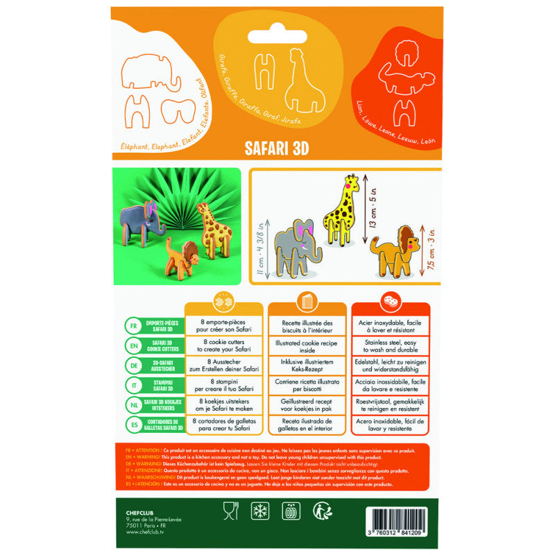 Set de forme de biscuiti Safari 3D, Chefclub kids [ps:52e021e7-81be-431f-aeaf-bf4c09973c1a]
