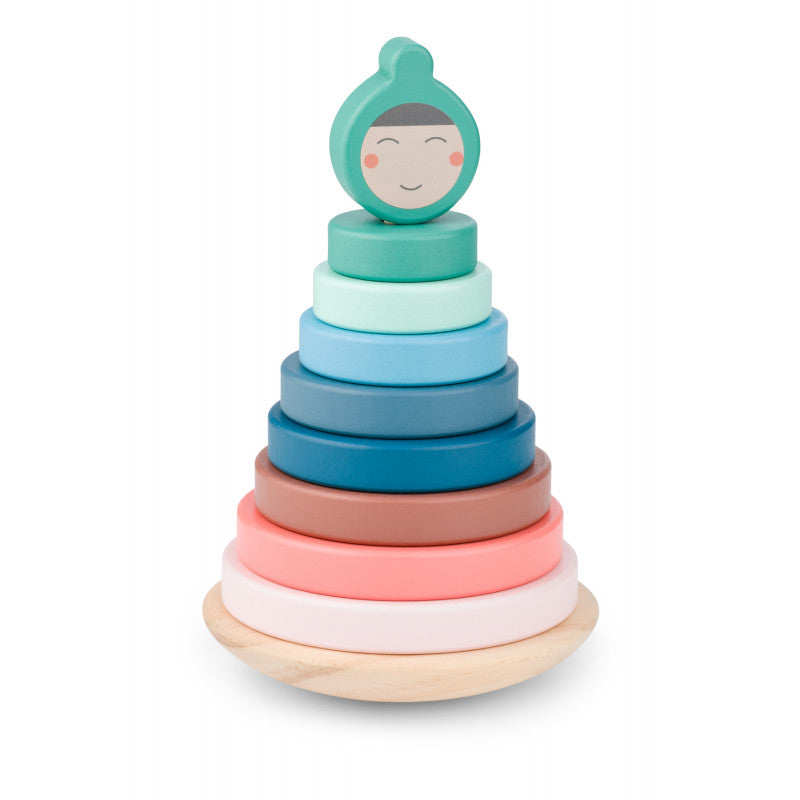 Turn de stivuire cu inele din lemn, BS Toys [ps:06b89f97-780b-43fc-96b9-bbf1e59b3ec5]
