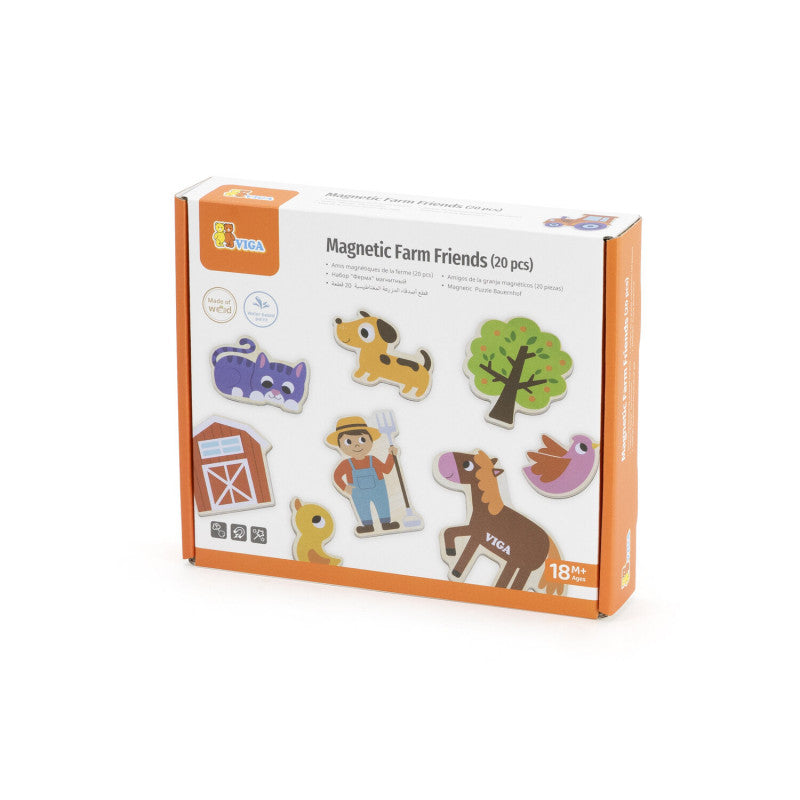 Set magnetic Animale de la ferma din lemn (20 piese), Viga [ps:6fcdb407-cd1f-426a-8b95-7b0795a37d7f]