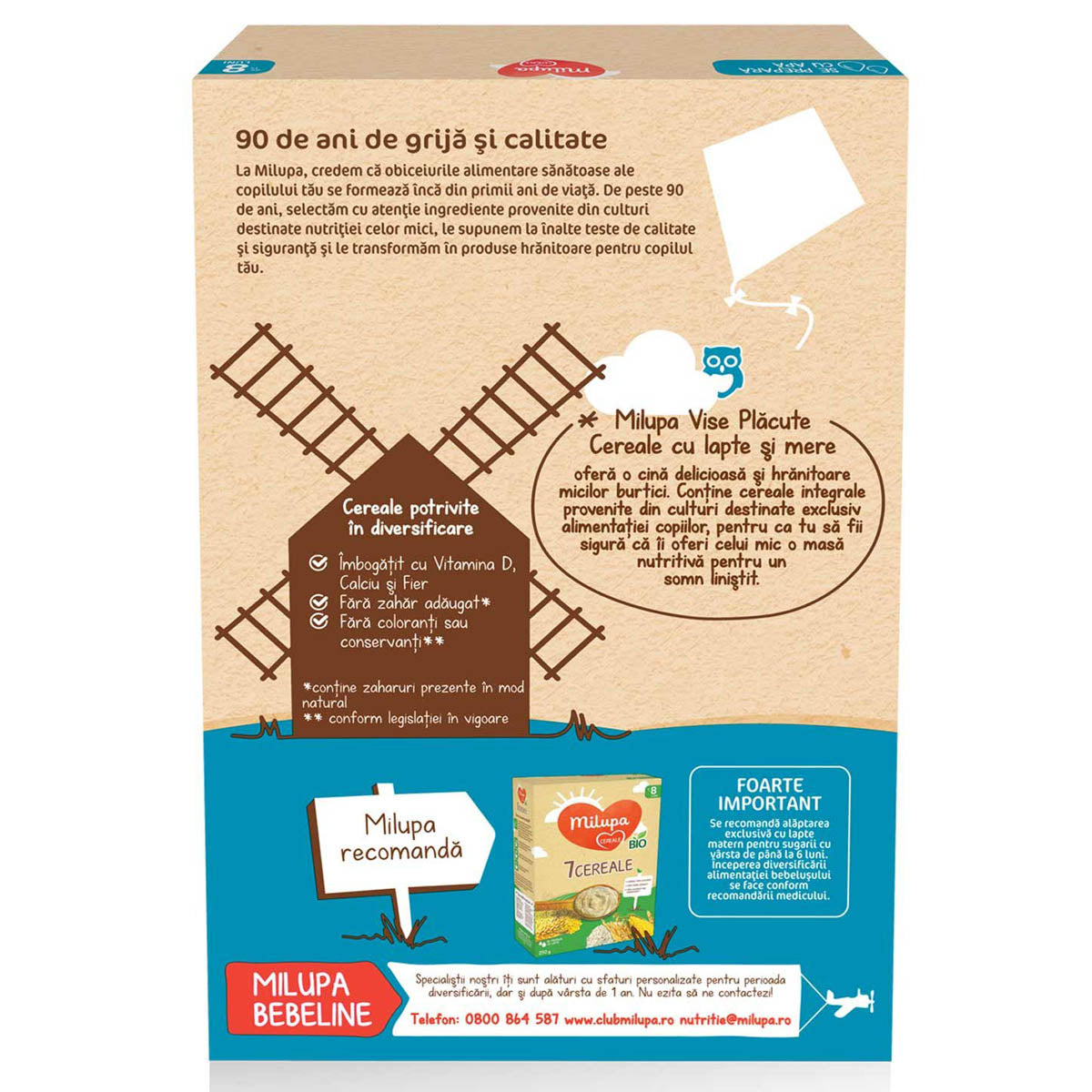 MILUPA Vise placute, cereale, integrale cu mere, 250 g - Imagine 3