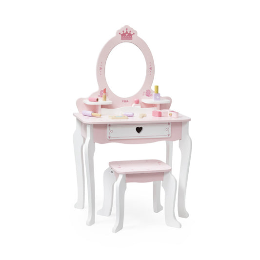 Masuta de Toaleta din Lemn cu 8 Accesorii design Printesa, Viga [ps:5cf388f1-0255-4d2a-9104-d992330860db]