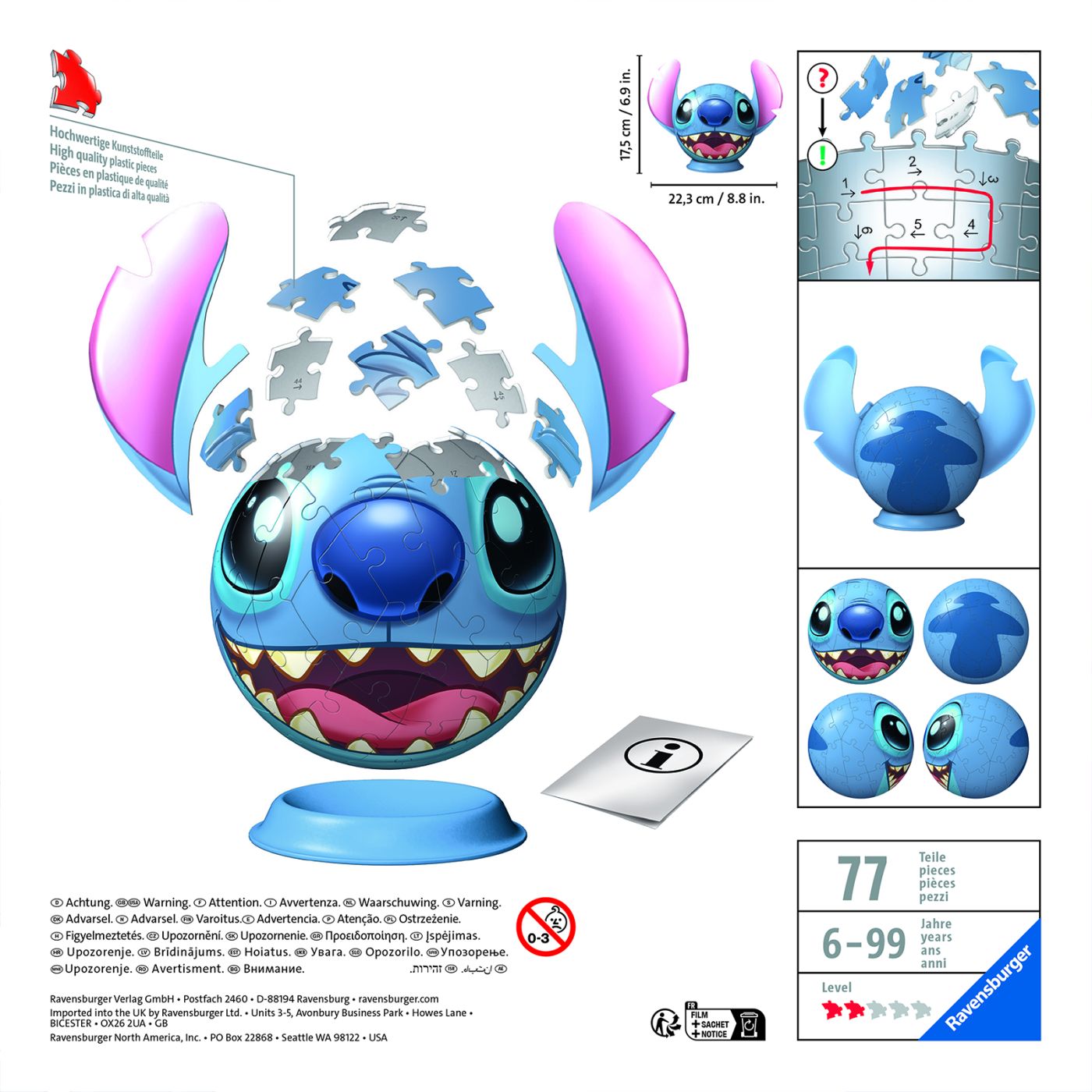 Puzzle 3D Glob Disney Stitch cu Urechi Ravensburger - Default Title (3) [ps:d6a098e6-c169-4afe-ae05-ea128cfcb1ed]