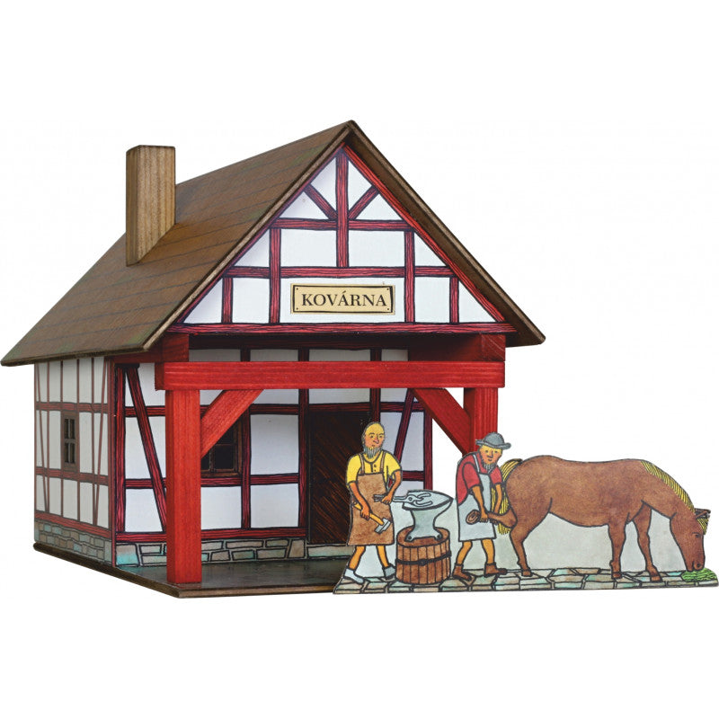 Set constructie arhitectura Fierarie cu grinzi, 39 piese din lemn, Walachia [ps:4b6842fb-7133-4538-b59a-cc6b76a32f68]