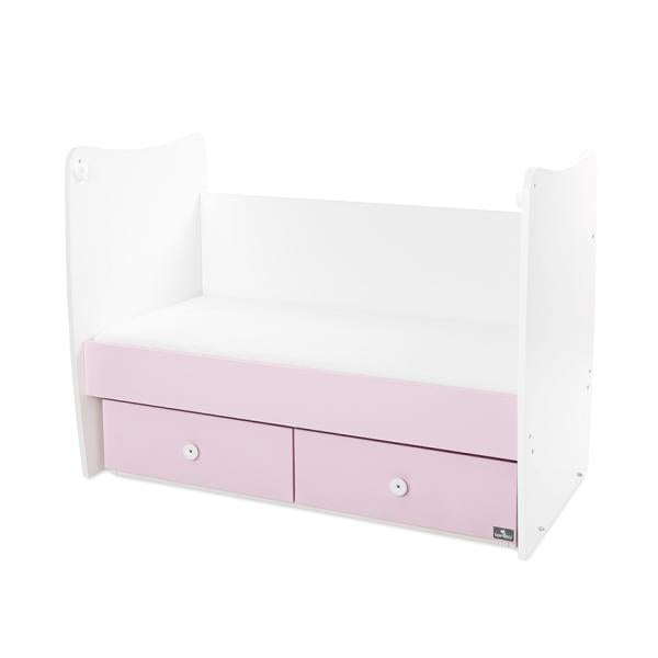 Pătuț Balansoar Transformabil Lorelli Matrix, 60x120 cm - White Orchid Pink (3) [ps:d4f585ba-c899-4493-aaac-4f0064592bfa]