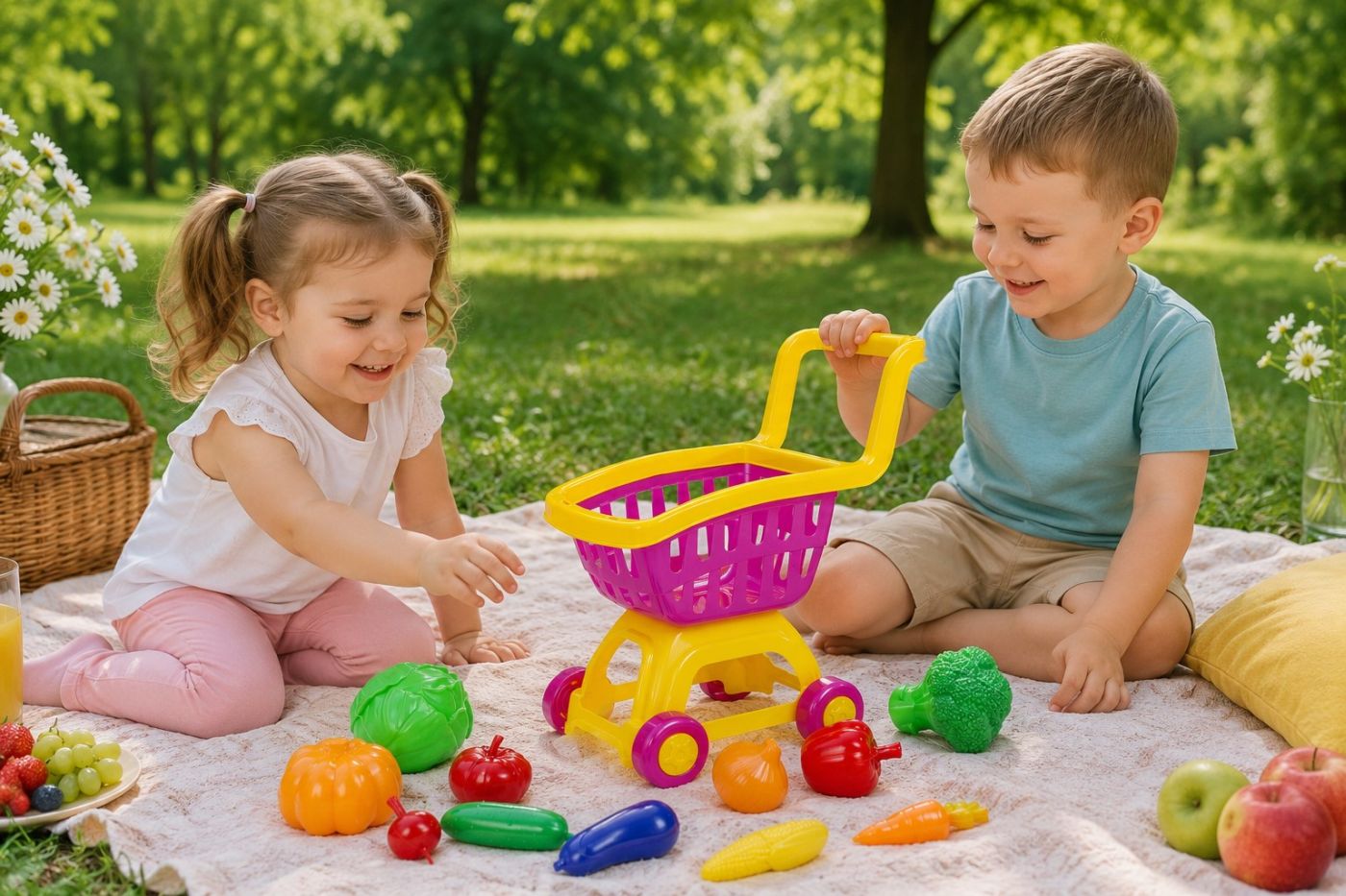 Cărucior Cumpărături cu Legume Roșu Argintiu Viva Toys - Rosu Galben (3) [ps:6de62dd0-c281-49de-8566-9a907024c9e6]