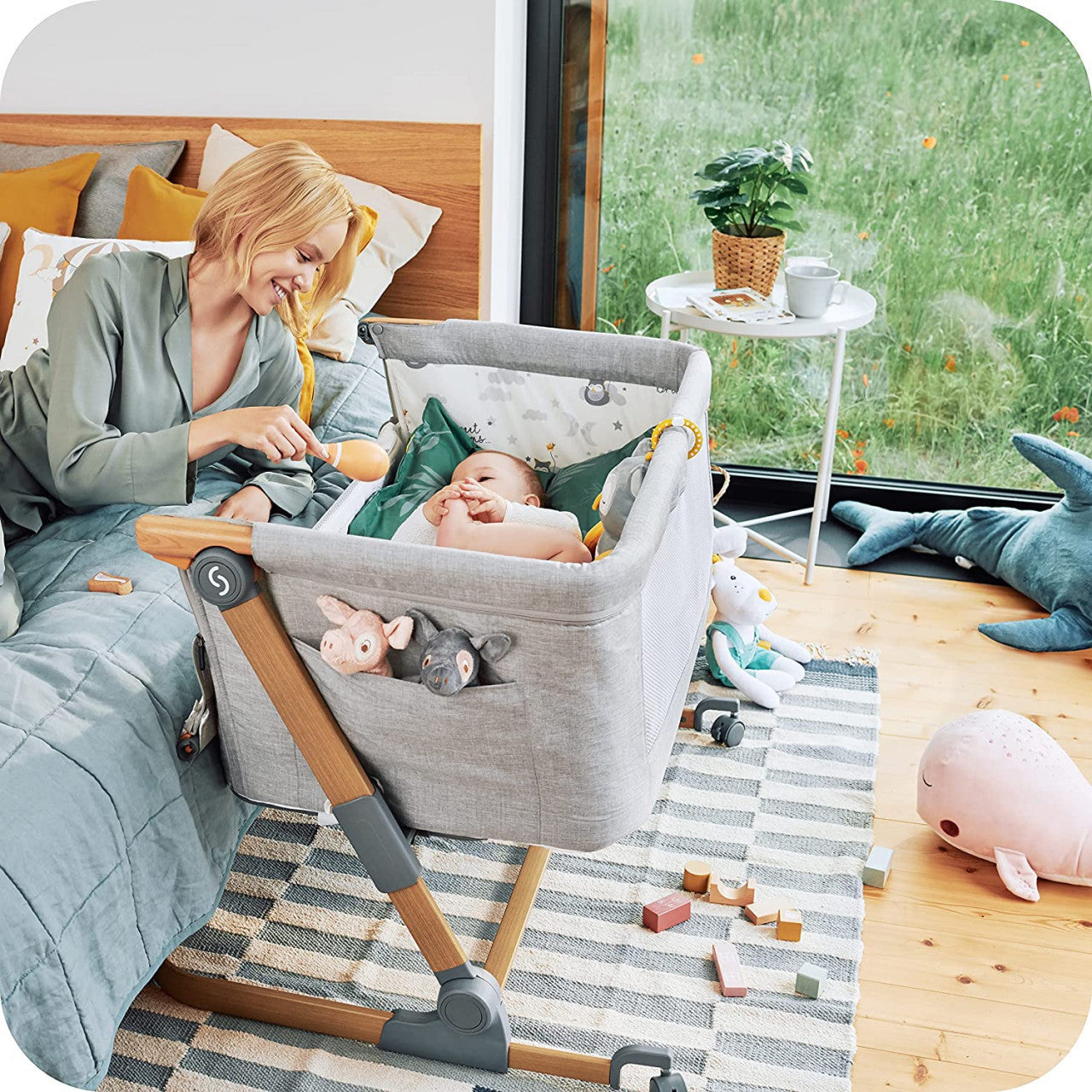 Patut 3 in 1 co-sleeping Skiddou Natt, Normandic Dream, Gri deschis - Imagine 3