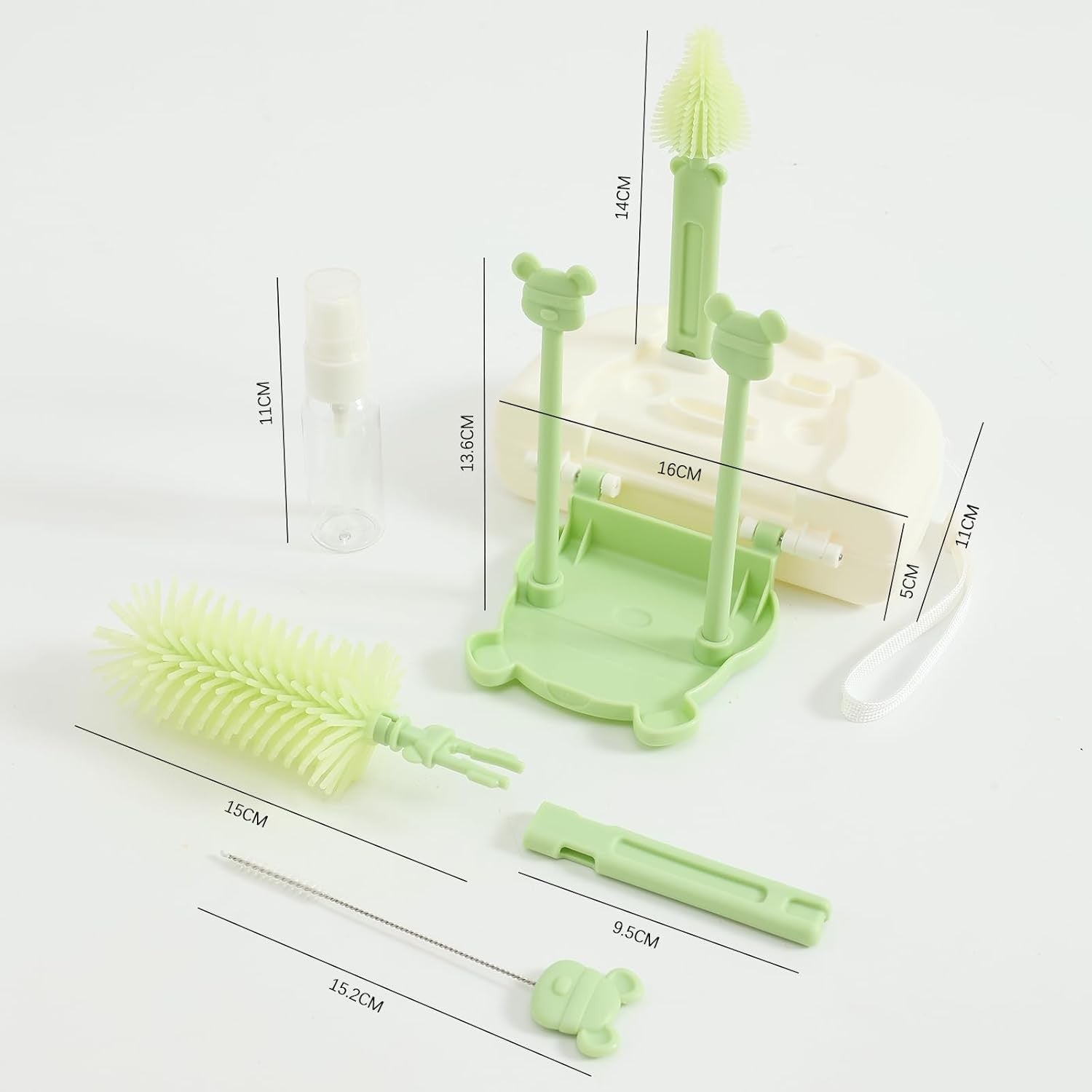 Set Spalat si Uscat Biberoane Flippy, 7 Piese, Verde - Model Ursulet (3) [ps:e92004bd-2388-493b-8544-2dd9e70963e9]