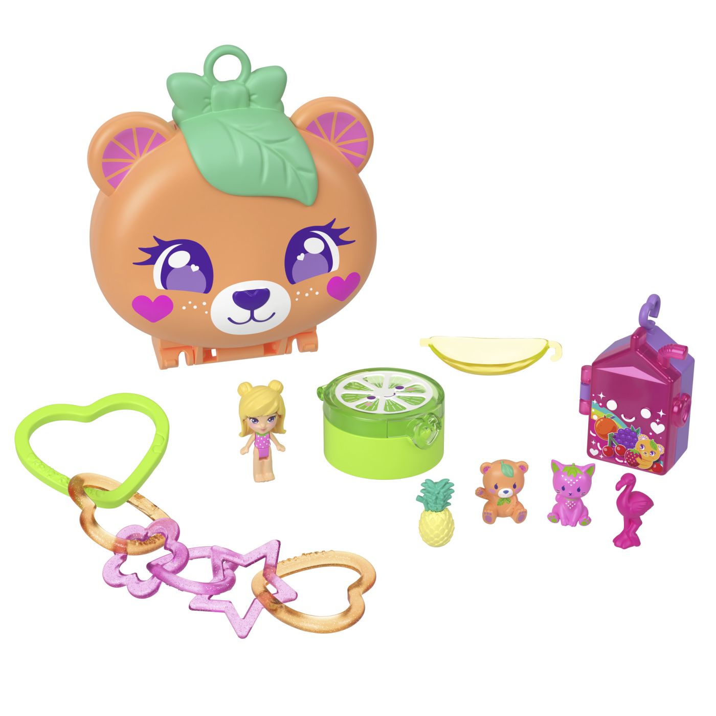 POLLY POCKET SET GENTUTA ANIMALUT URSULET ROZ CU - Imagine 3