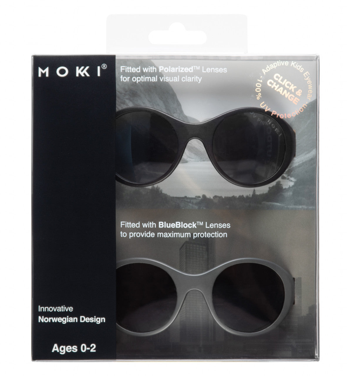 Ochelari de soare pentru copii MOKKI Click & Change, protectie UV, negru, 0-2 ani, set 2 perechi [ps:a8e5e762-c9e9-4fa0-a3ff-7aab05b36f7e]