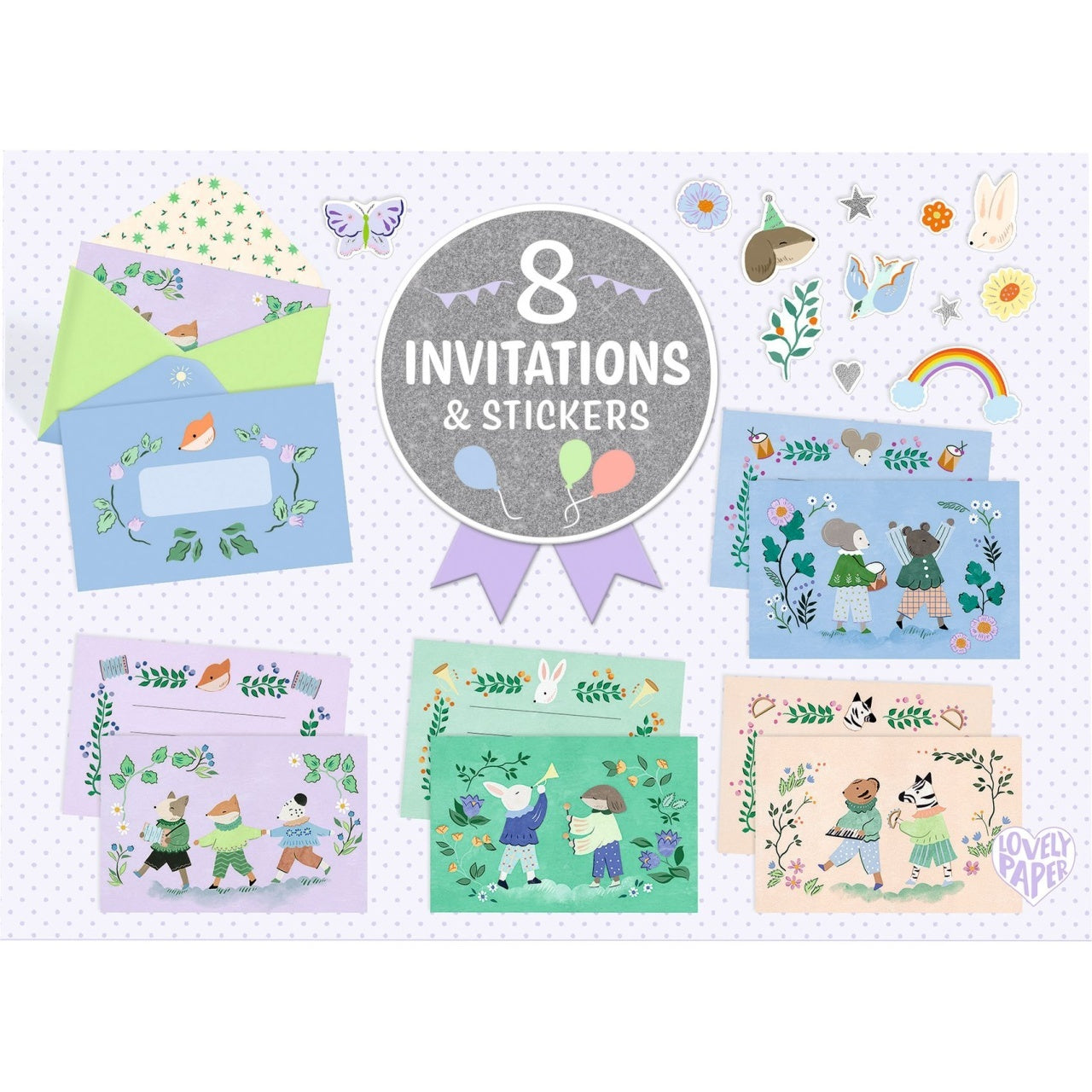 Set de invitatii Parada animalelor, Djeco - Imagine 4 [ps:e78eb13f-882e-4d92-ba7b-398073fec167]