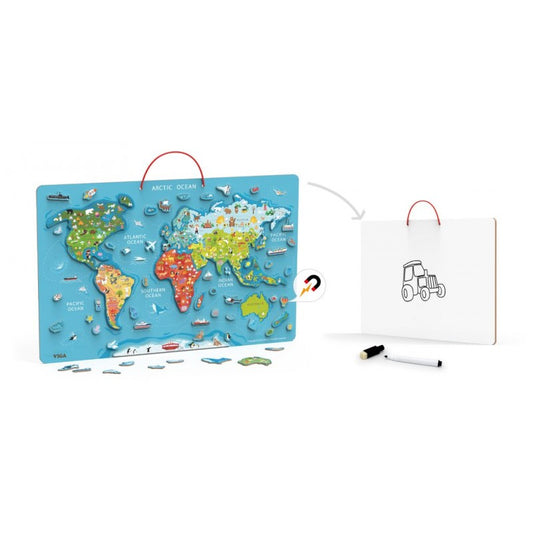 Puzzle magnetic Harta lumii si tabla de scris, Viga [ps:b0833751-75b2-4b3e-9571-2364968ff581]