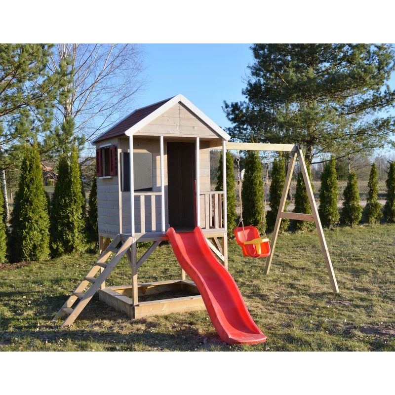 Casuta de gradina Summer Adventure House cu platforma cu loc pentru nisip, tobogan si leagan (M9) [ps:0a38317c-6261-4616-a7eb-f51483043ead]