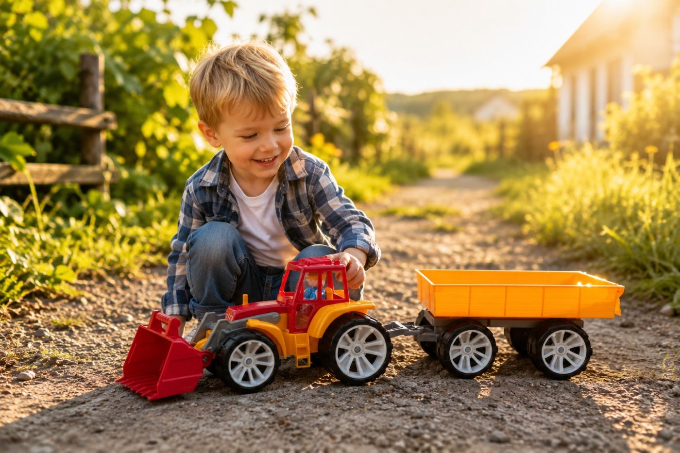 Tractor Bams 4 cu Remorcă Roșu Portocaliu - Viva Toys - Default Title (3) [ps:442386d7-58c1-46f0-a767-10240bad0503]