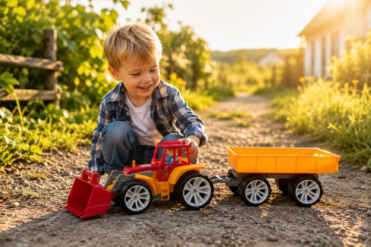 Tractor Bams 4 cu Remorcă Roșu Portocaliu - Viva Toys - Default Title (3) [ps:442386d7-58c1-46f0-a767-10240bad0503]