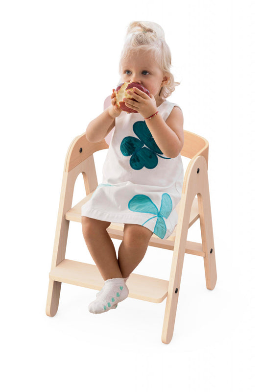 Scaunel inaltator 2 in 1 din lemn MamaToyz - Imagine 3