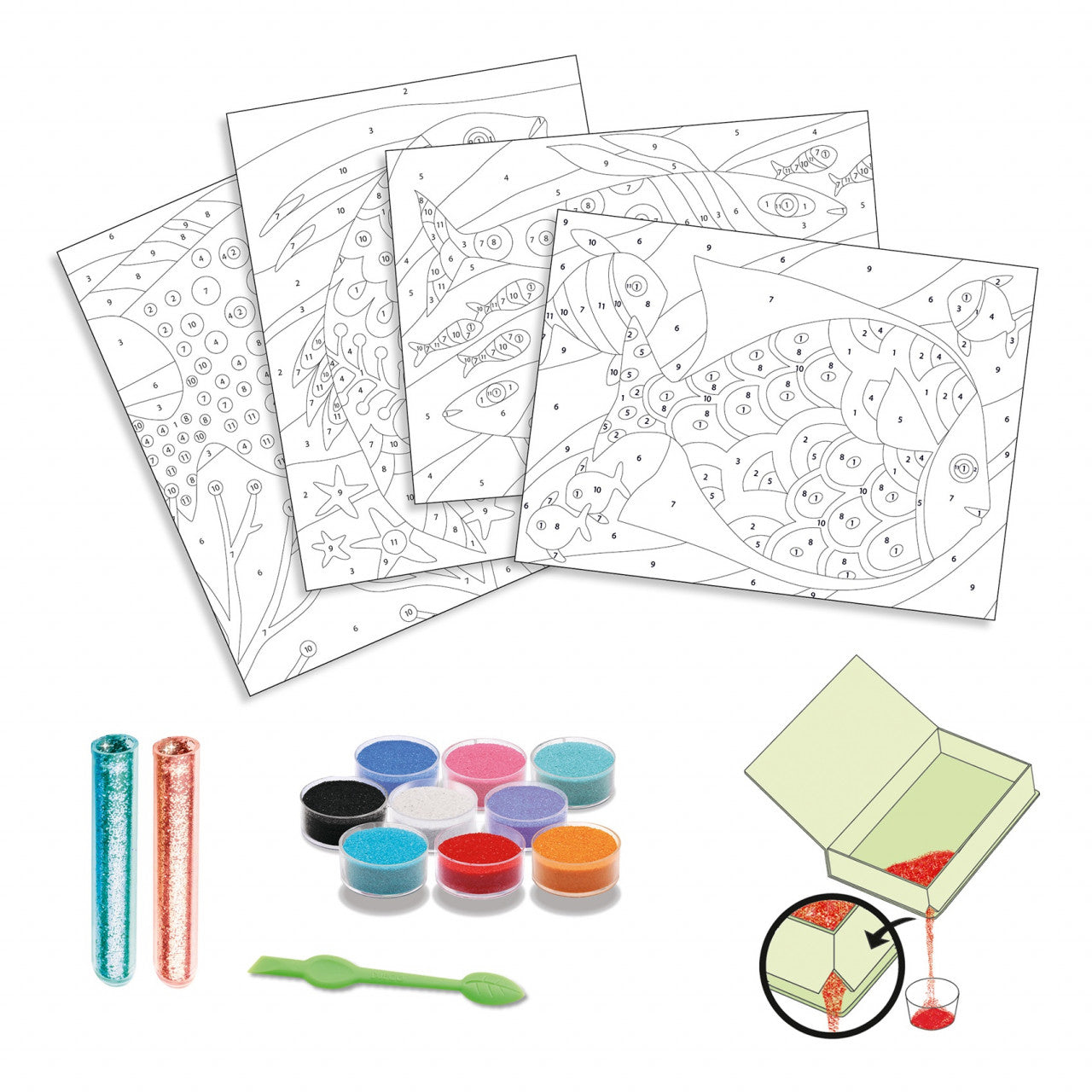 Atelier creativ cu nisip colorat Pesti stralucitori, Djeco - Imagine 5 [ps:5dfa93d0-55a1-4bec-988e-5e5a141dd0f4]