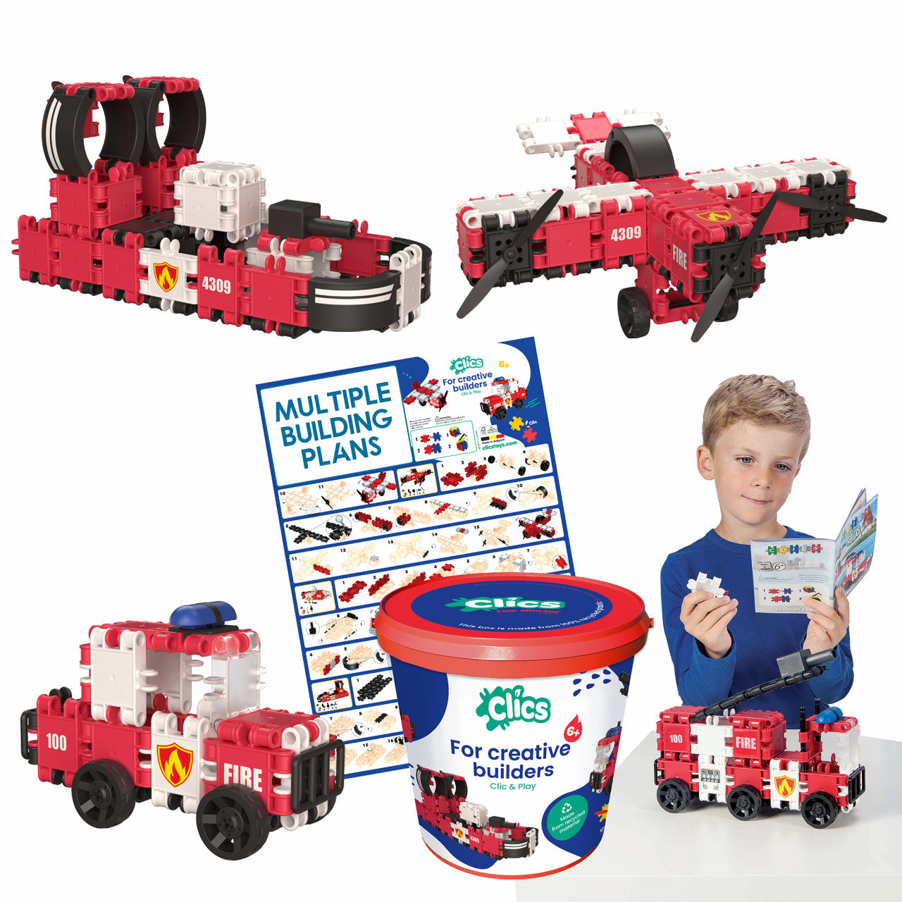 Set Clics de construit vehicule pompieri 8 in 1 Clicstoys - Imagine 4 [ps:600b5e8b-5661-460c-ae1d-880ec0a05ed4]