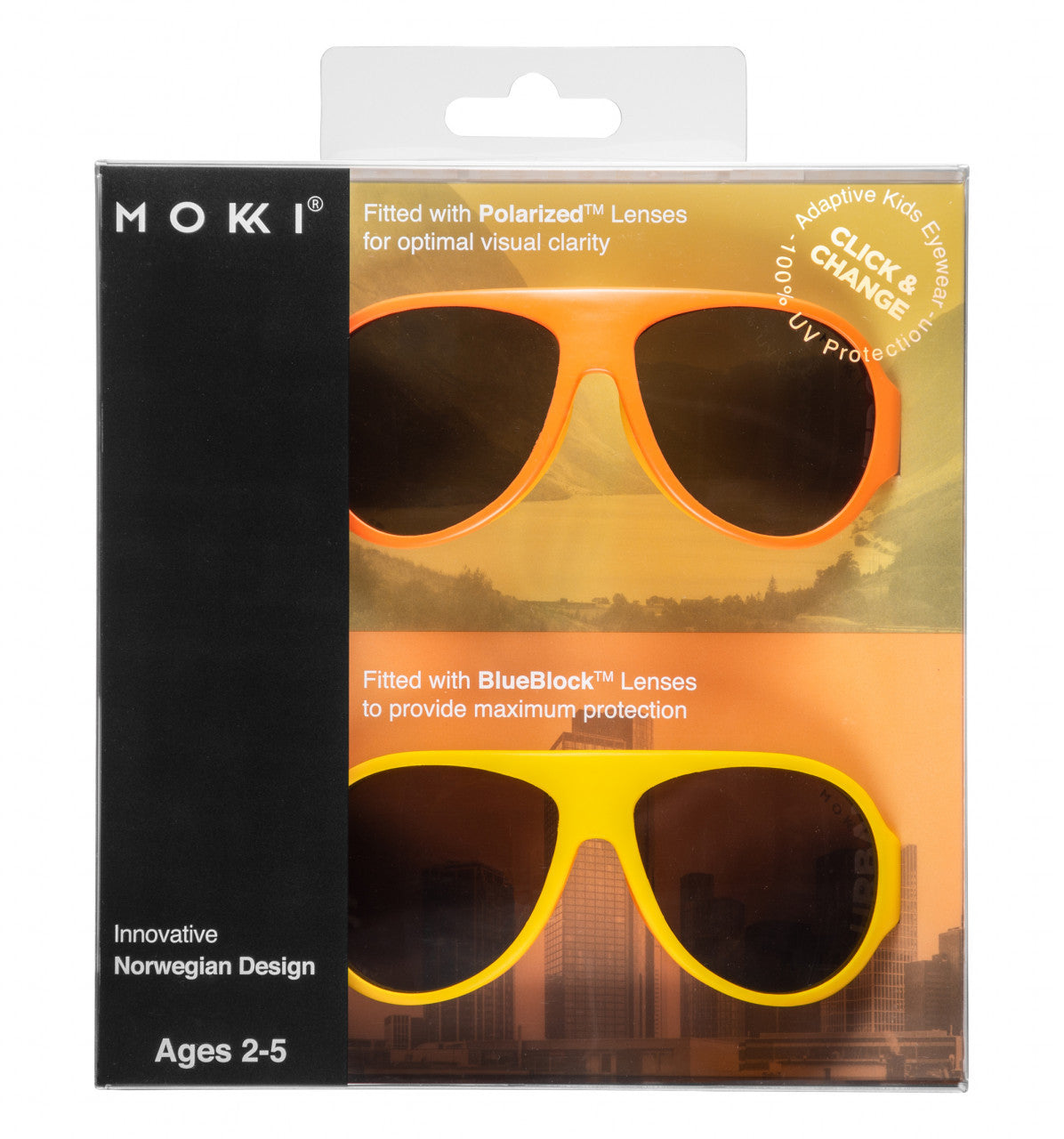Ochelari de soare pentru copii MOKKI Click & Change, protectie UV, galben, 2-5 ani, set 2 perechi [ps:e3fcf39b-025d-43c8-a014-cbdcda927f86]