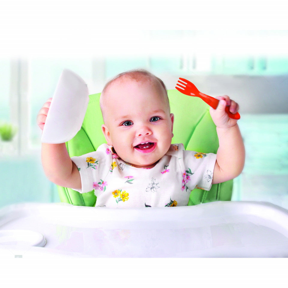 Set lingurita si furculita BabyJem (Culoare: Albastru) - Portocaliu