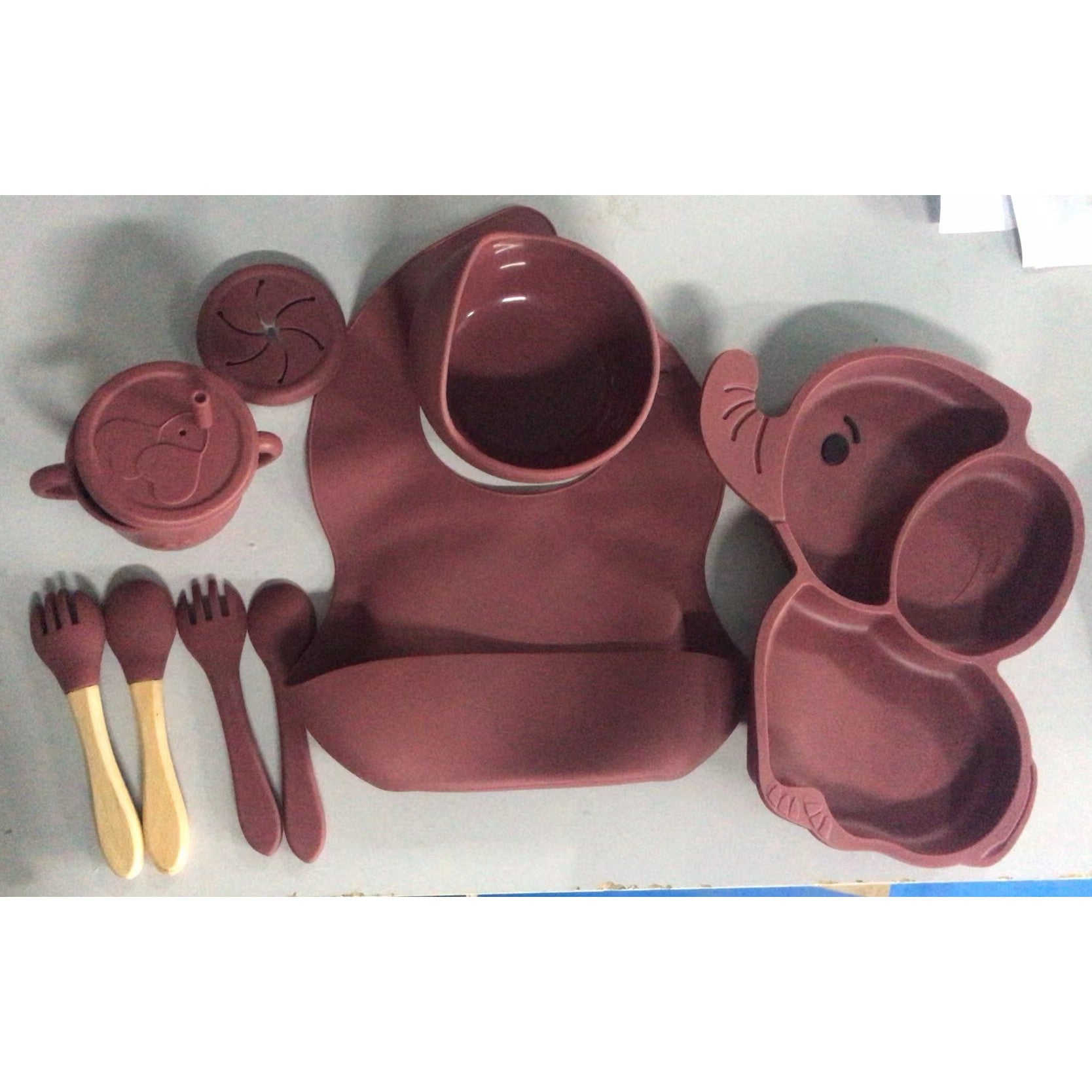 Set Servire Masă Flippy 10 Piese, Silicon și Lemn, Roz - Maro (3) [ps:58911683-3e02-4479-b57e-6a3d5fe89f15]