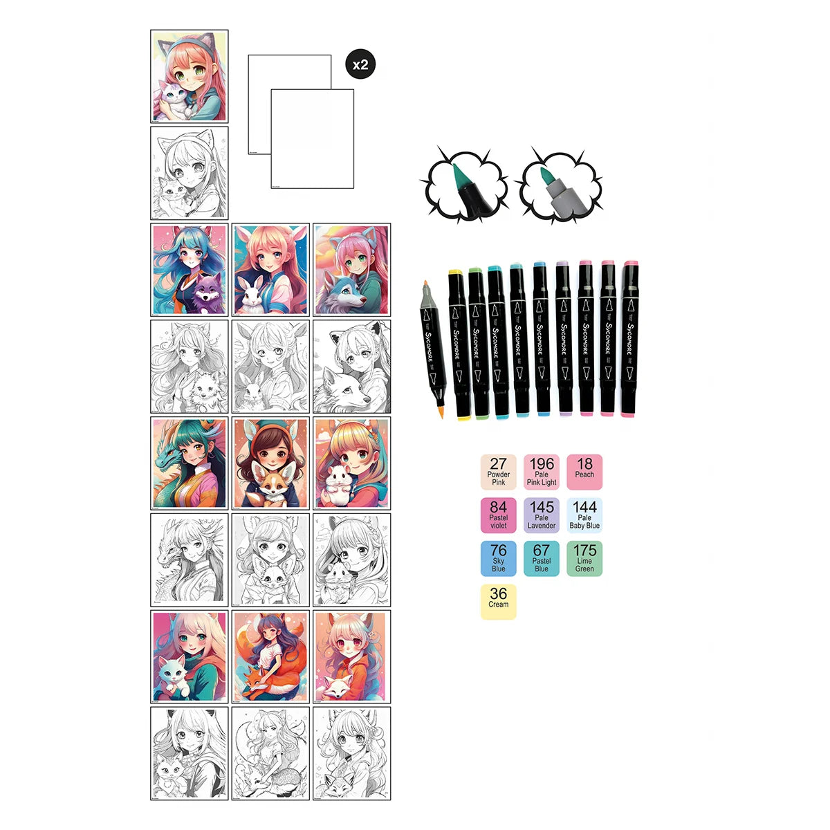 Atelier Creativ Manga Kemonomimi Sycomore - Set Desen - Default Title (3) [ps:c1490302-0df5-4672-bc25-9bce60aec869]