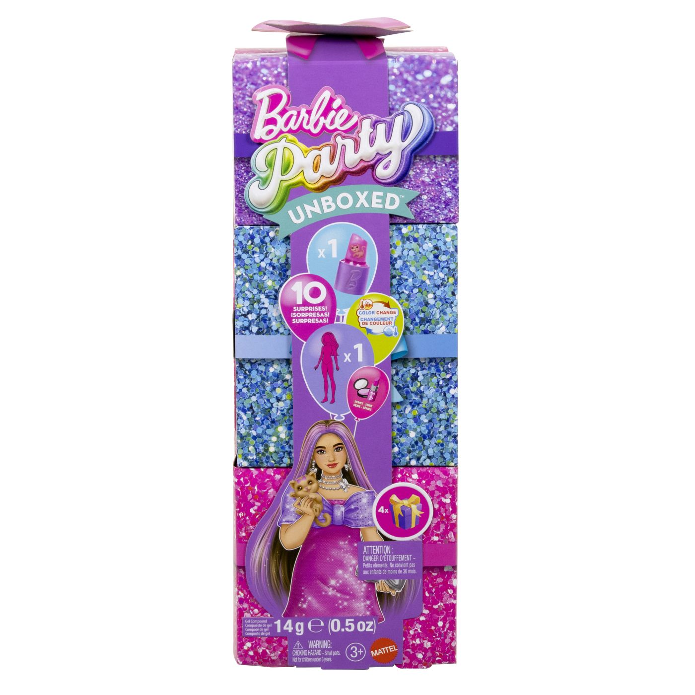 BARBIE SET PARTY UNBOXED REVEAL PAPUSA BARBIE MOV CU 10 ACCESORII SURPRIZA [ps:9f03be9d-6df8-4680-8217-03b5a42fd5ee]