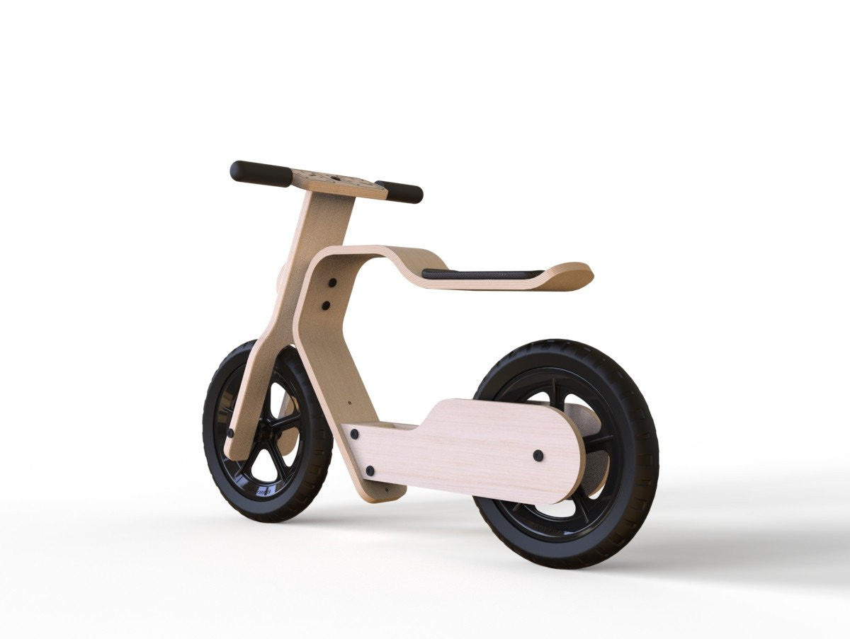 Bicicleta fara pedale MamaToyz RideMe, din lemn natural - Imagine 3