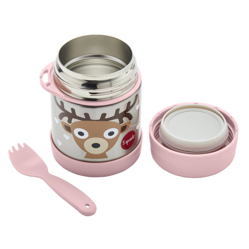 Cutie alimentara din inox cu lingura-furculita, Caprioara, 3 Sprouts [ps:d4a3fc1f-d313-457e-9039-2fd8e6bb9303]