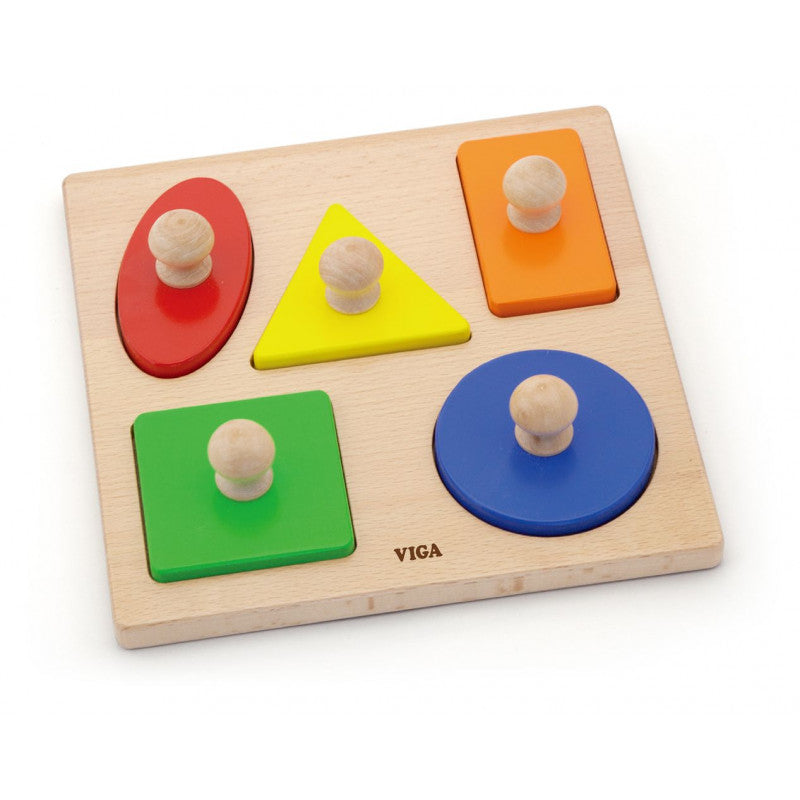 Puzzle Montessori cu maner, Forme geometrice, Viga [ps:6f88e744-d7bb-4f9b-89a5-a68c196c6e14]