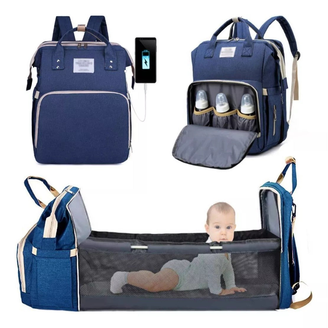 Rucsac Multifunctional Flippy cu Patut Pliabil | infant.ro - Albastru Închis (3) [ps:c84f3172-f1f0-4795-9f02-417ddd2fec2e]