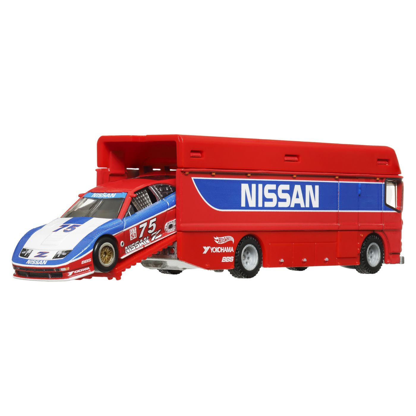 HOT WHEELS TRANSPORTATOR EURO HAULER CU MASINUTA NISSAN - Imagine 3