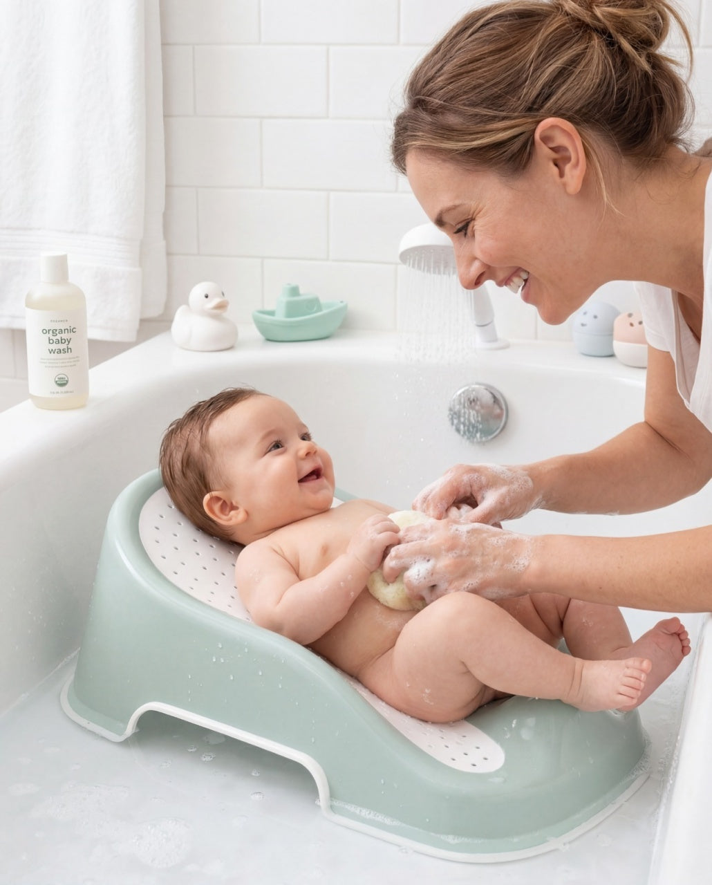 Suport pentru baie Soft Touch BabyJem, Indigo - Verde (3) [ps:21685d0f-e4ae-4886-a36d-40da67861f07]