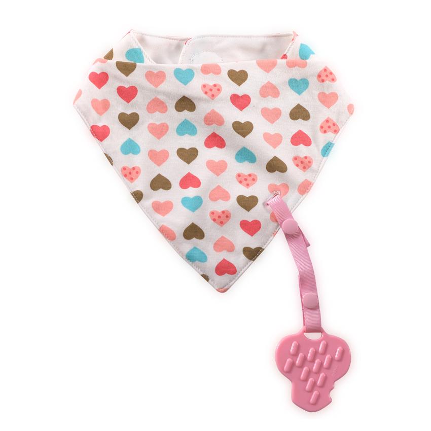 Bavetă Bandana Lorelli cu Jucărie Dentitie, Bumbac, Pink - roz (3) [ps:d90fcbda-daa1-487b-b16e-715424ab8149]