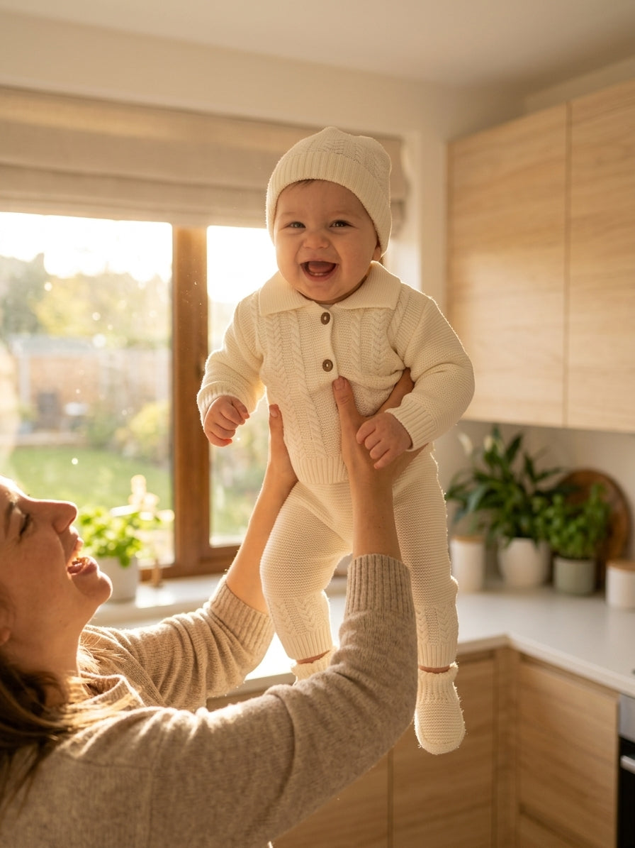 Set Tricotat Bebeluși Roz 9-12 Luni - Brand INFANT - Alb (4) [ps:016e9a4d-df16-43a9-a635-18d2ccf329a8]