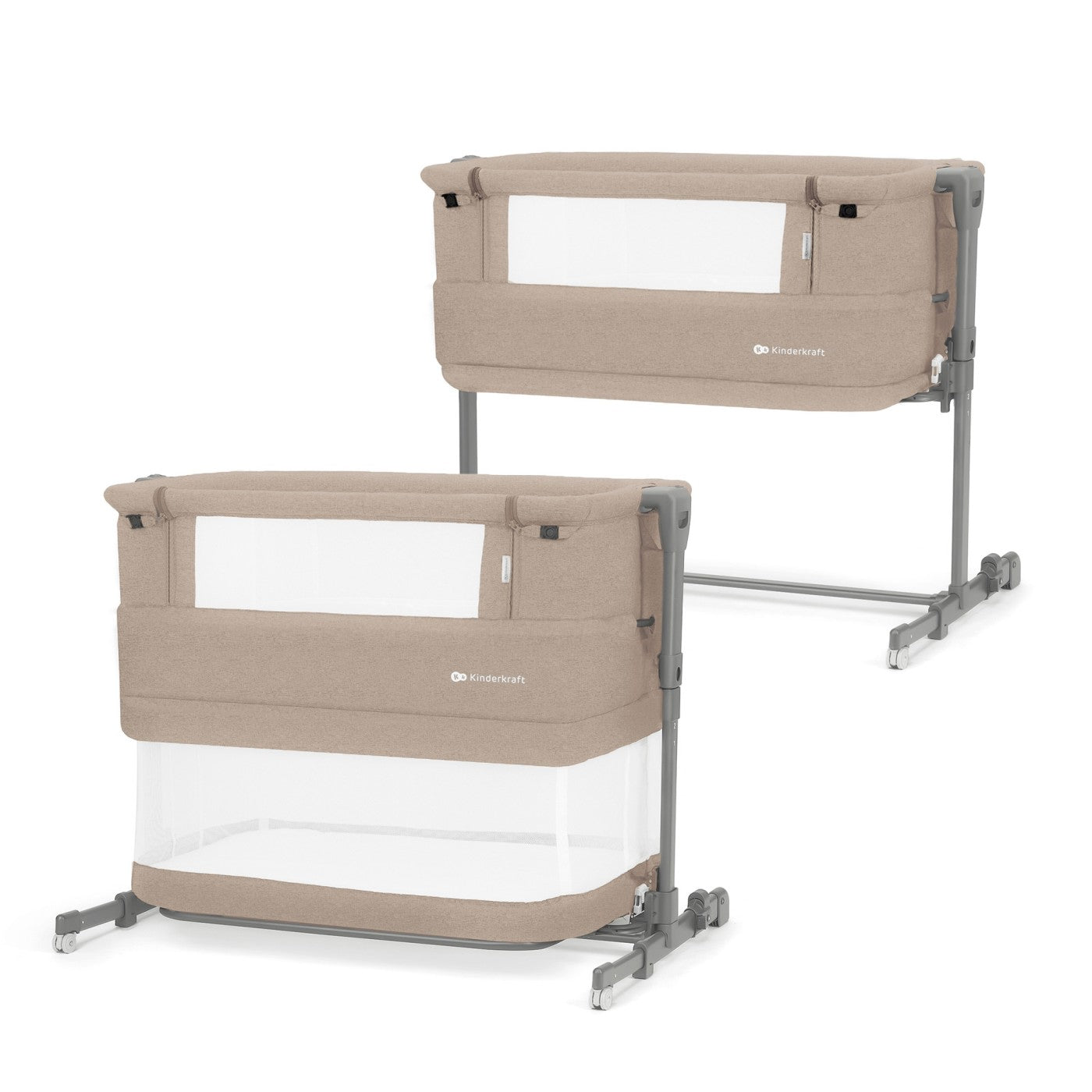 PATUT CO-SLEEPER KINDERKRAFT NESTE GROW, GRI INCHIS - Bej