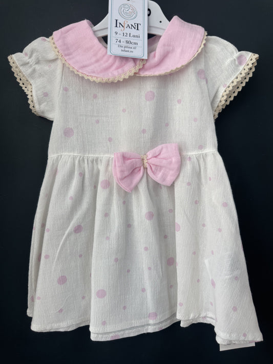 Rochie cu buline roz și guler Peter Pan Canuno Baby 6-9 - 9-12 Luni (4) [ps:0a10efbe-ed2c-4428-bfc8-b8ccfdda785e]