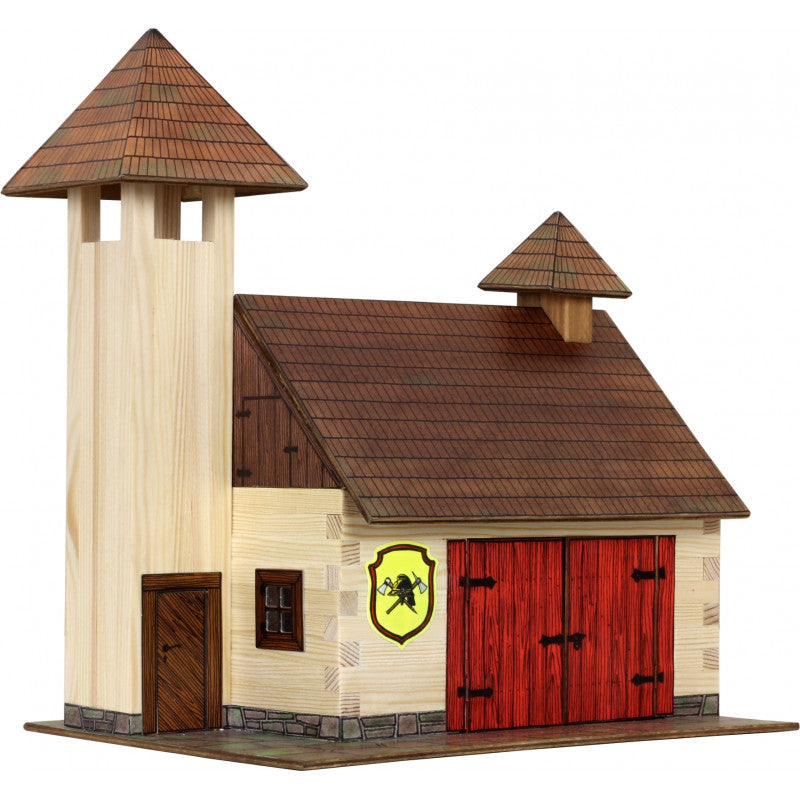 Set constructie arhitectura Statie de pompieri, 128 piese din lemn, Walachia [ps:979c5eb9-c475-4470-bb3f-be68e56aeba3]