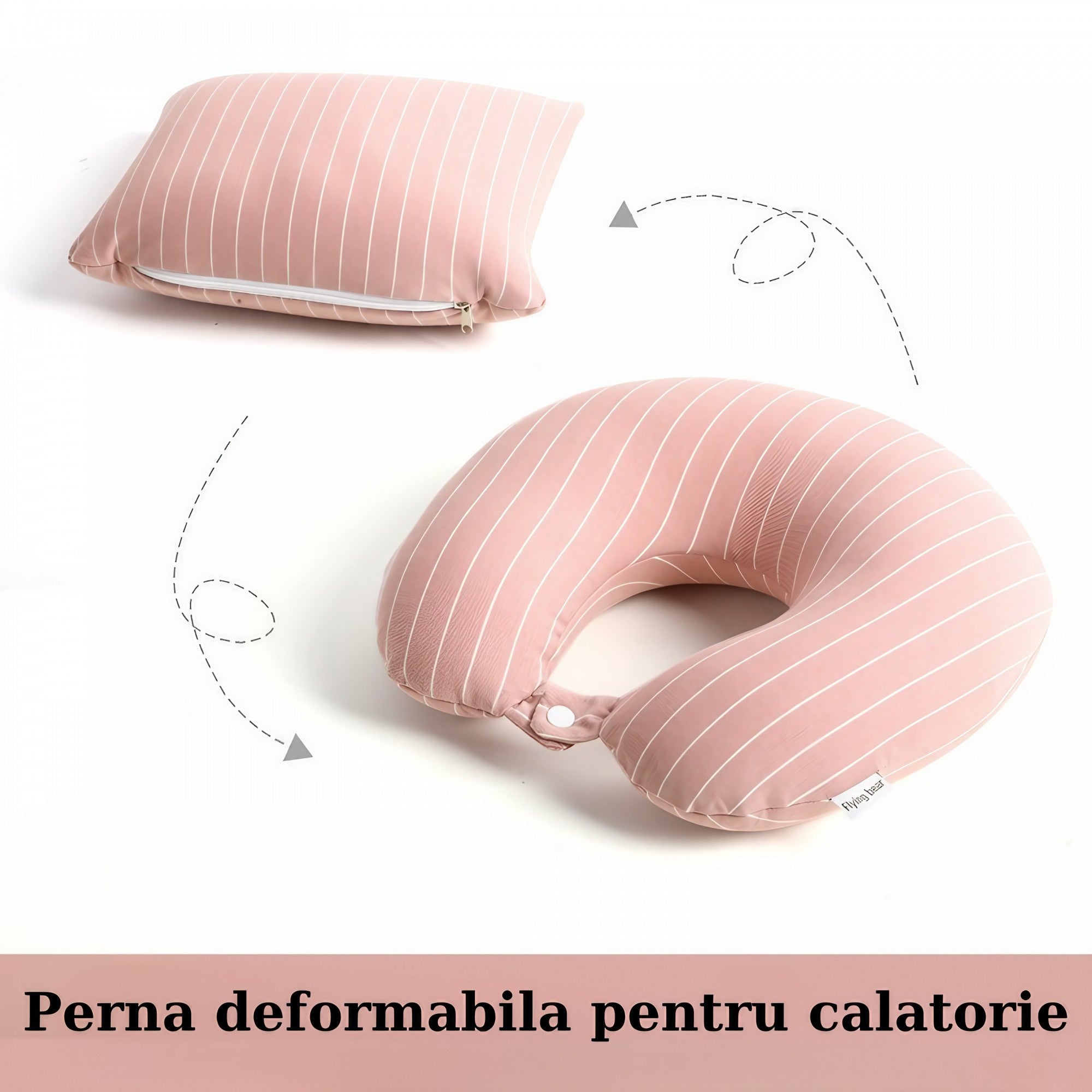 Perna de Călătorie Flippy 2 în 1, Spumă cu Memorie, Roz - Roz (4) [ps:b0d64056-c0ff-4d6b-92c3-1aa7f4472f98]
