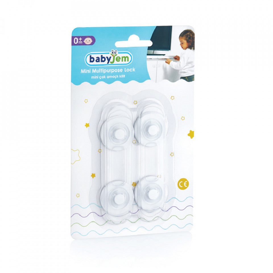Set 2 mini sigurante universale pentru usi si dulapuri BabyJem, albe [ps:ef02d63a-63e7-4dcd-bb02-1903e3df0bdf]