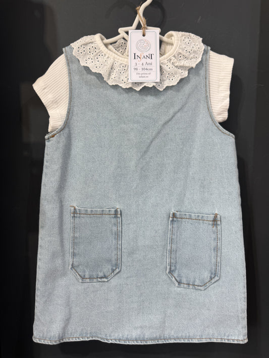 Set sarafan denim și tricou cu guler dantelă 4 ANI INFANT - 5 ANI (4) [ps:50b8acb6-8224-4b6d-8758-b31ba8906401]
