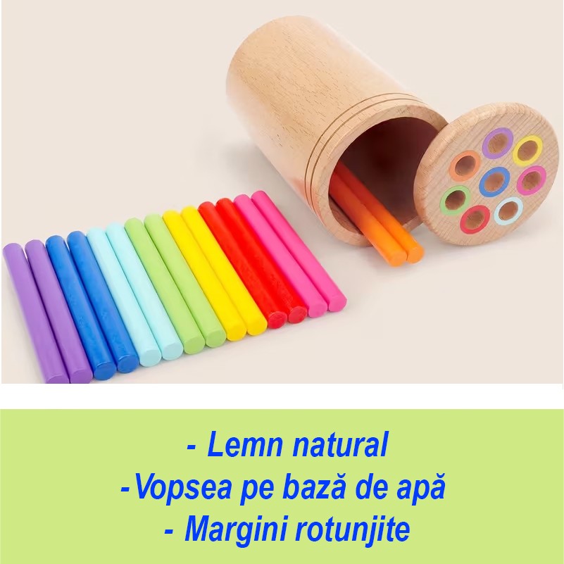 Jucărie Montessori Lemn Flippy, Sortator 19 Piese, 2+ ani - Betisoare (4) [ps:07a8cd66-028e-4ab1-811f-9d4be740f21e]