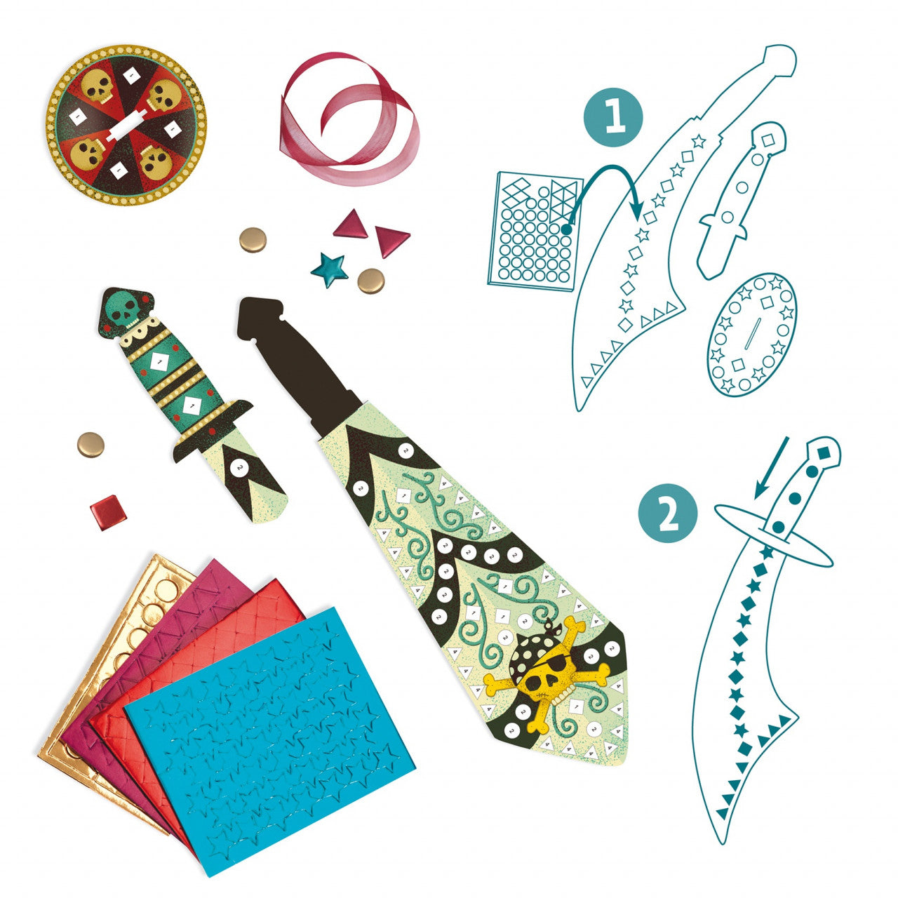 Joc creativ DIY Sabiile piratilor, Djeco - Imagine 4