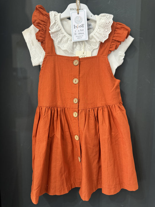 Set salopetă rochie cărămizie cu nasturi lemn și tricou - 5 ANI (4) [ps:7a3f68fd-67f6-4f83-971c-8226297a7dbc]